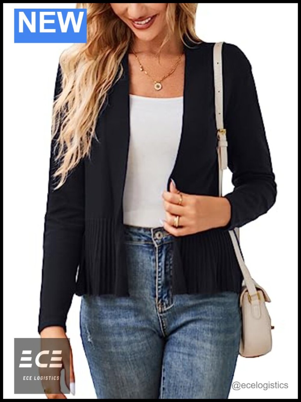 Lightweight Peplum Cardigan Open Front Cropped Long Sleeve Summer Knit Top